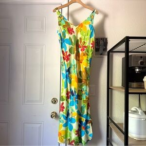 JAMS WORLD vintage floral tropical sleeveless midi dress
